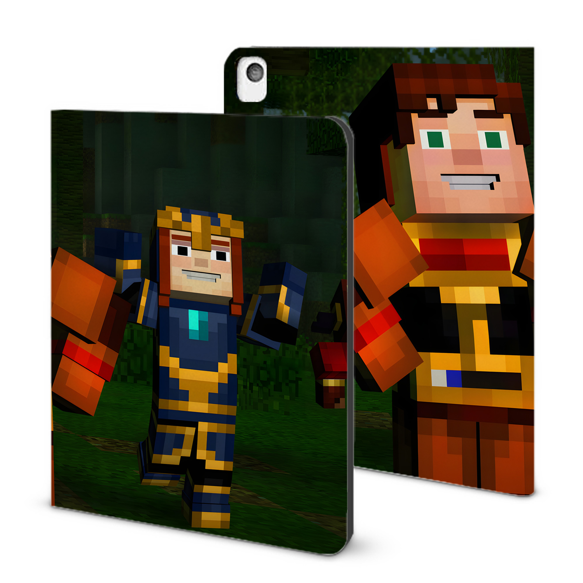 （画像用） マインクラフト ブロックの世界 Minecraft MC Block world IPadケース ペンホルダー付き ブックスタイルデザイン
